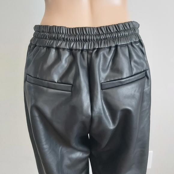π€Kaffe Kavilla black pleather pants faux leather drawstring waistπ€ - Picture 9 of 16